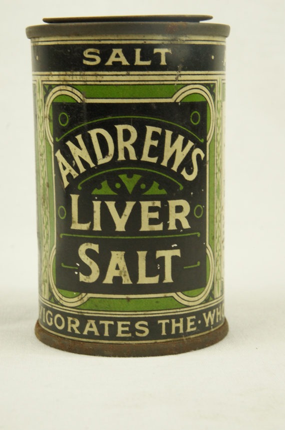 Vintage Andrews Liver Salts Tin  for Indegestion Giddiness Chemist Pharmacy Apothecary Medical British Pharmaceutical Advertising steampunk buy now online