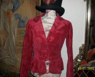 xsmall stevie nicks scarlet red velvet vintage jacket free shipping  bust 32" steampunk buy now online