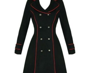 Hearts And Roses London Black Retro Double Breasted Military Winter Jacket Coat steampunk buy now online