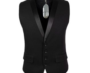 Zicac Mens Top Designed Casual Slim Fit Skinny dress vest Waistcoat (Tag XXL(UK:L), Black One) steampunk buy now online