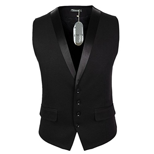 Zicac Mens Top Designed Casual Slim Fit Skinny dress vest Waistcoat (Tag XXL(UK:L), Black One) steampunk buy now online