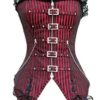 Dear-lover Women's Striped Gothic Punk Overbust Corset Small Size Red steampunk buy now online
