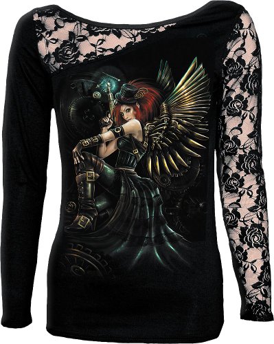 Spiral - Women - STEAM PUNK FAIRY - Lace One Shoulder Top Black - Small steampunk buy now online