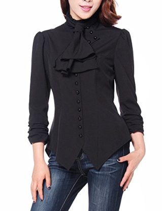 Black Steampunk Gothic Victorian Button Blouse Top (14) steampunk buy now online