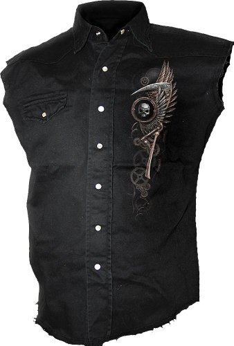 Spiral - Men - STEAM PUNK RIDER - Sleeveless Stone Washed Worker Black - Medium steampunk buy now online