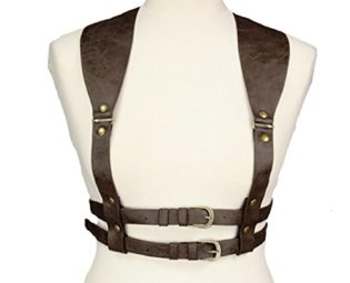 Harness your Dreams. Brown Faux Leather Vintage Steampunk or Gothic Harness Top. steampunk buy now online