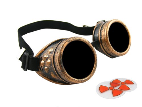 CyberloxShop® Steampunk Antique Copper Cyber Goggles Rave Goth Vintage Victorian - Includes FREE set of Exclusive CyberloxShop® Lense Design Inserts steampunk buy now online