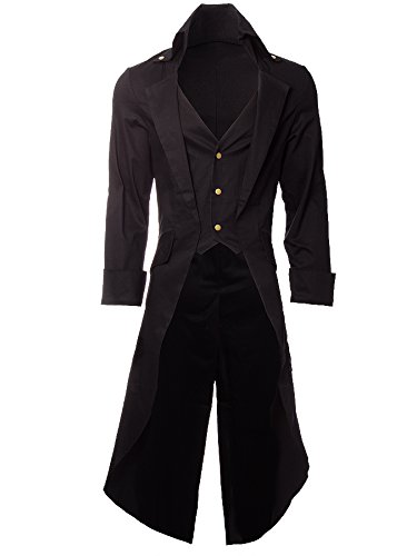Steampunk Grim Long Coat (Black) - Medium steampunk buy now online