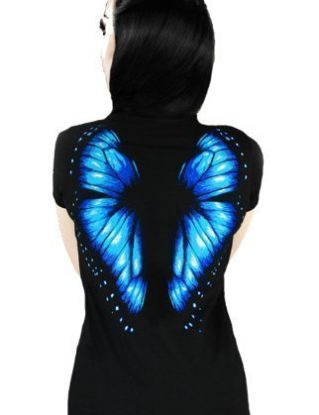 Restyle BLUE BUTTERFLY V-Neck Womens T-Shirt steampunk buy now online