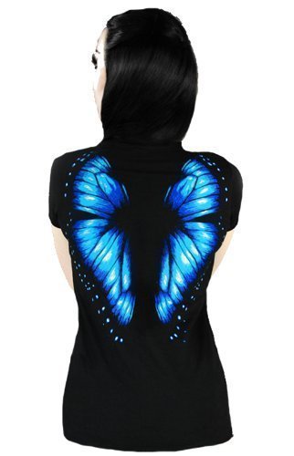 Restyle BLUE BUTTERFLY V-Neck Womens T-Shirt steampunk buy now online