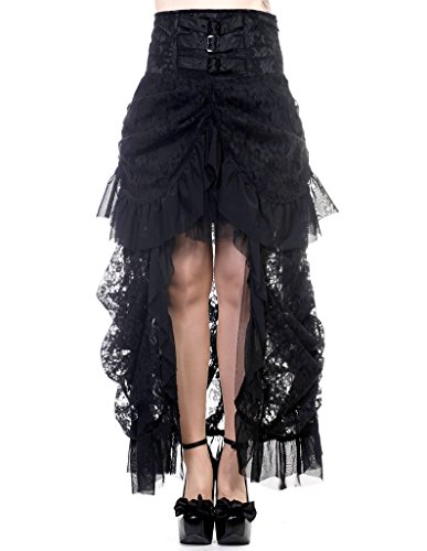 BANNED Black Steampunk Long GOTH LACE SKIRT Vampire Victorian 10/12 steampunk buy now online