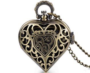 JewelryWe Vintage Heart Locket Style Steampunk Pocket Watch Pendant Long Necklace 31.5 Inch Chain Christmas Gift (with Gift Bag) steampunk buy now online