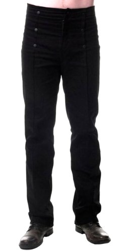 Black - Classic Steampunk Design High Waist Mens Trousers. Size 30 steampunk buy now online