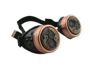 CyberloxShop® Cyber Goggles Black & Copper with Antique Copper Watch Movement Lenses Steampunk Cybergoth Rave Goth Industrial Cyberlox steampunk buy now online