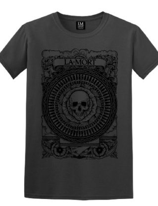La Mort Clothing. Narcosis Skull T Shirt. Black Print on Charcoal. Size Large steampunk buy now online