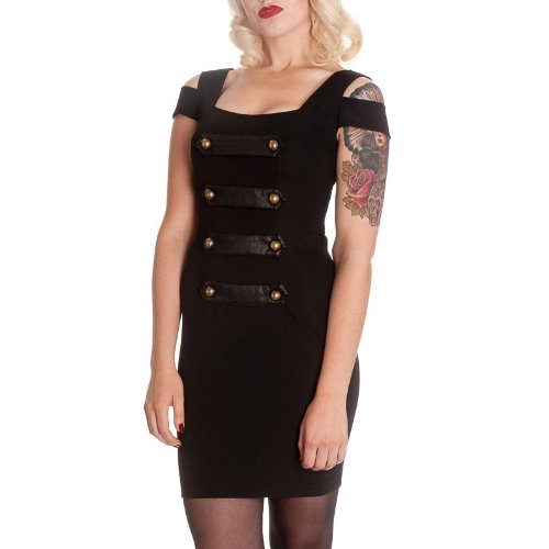 HELL BUNNY Black Mini Dress OBSIDIAN Military Goth Steampunk XS 8 steampunk buy now online