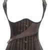 New Women's Underbust Steel Boned Vest Satin and Leather Brown Steampunk Corset (S, Brown) steampunk buy now online