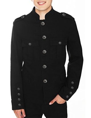 Tripp NYC Mens Band Leader Military Jacket Black Goth Steampunk Vintage Pea Coat steampunk buy now online