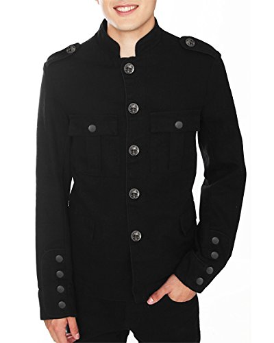 Tripp NYC Mens Band Leader Military Jacket Black Goth Steampunk Vintage Pea Coat steampunk buy now online