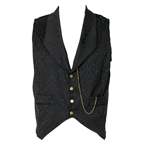 Golden Steampunk Brocade Waistcoat (Black) - Medium steampunk buy now online