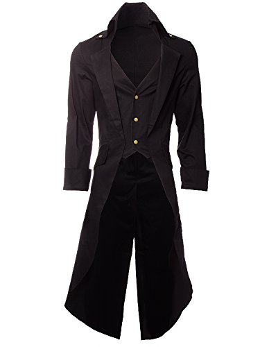 Steampunk Grim Long Coat (Black) - Small steampunk buy now online