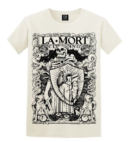 La Mort Clothing. Heavy Heart T Shirt. Black Print on Ivory. Size Small steampunk buy now online