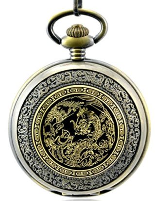 Stayoung Steampunk Antique Bronze Roman Numerals Hand Wind Mechanical Pocket Watch Retro Pendant Chinese Dragon Totem steampunk buy now online