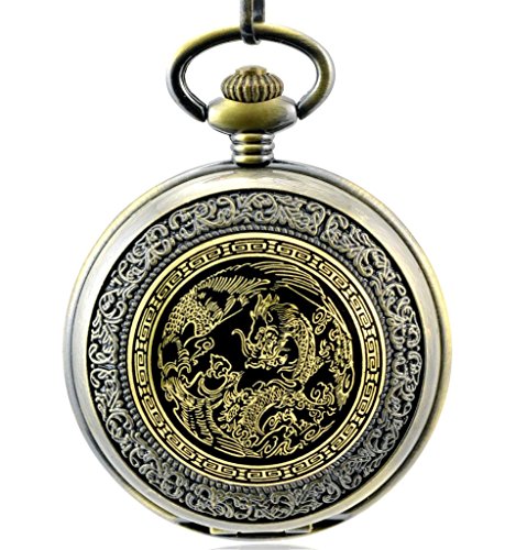 Stayoung Steampunk Antique Bronze Roman Numerals Hand Wind Mechanical Pocket Watch Retro Pendant Chinese Dragon Totem steampunk buy now online