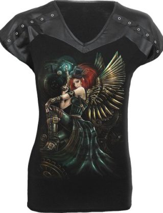 Spiral - Women - STEAM PUNK FAIRY - Leather Look Studed Top Black - Medium steampunk buy now online