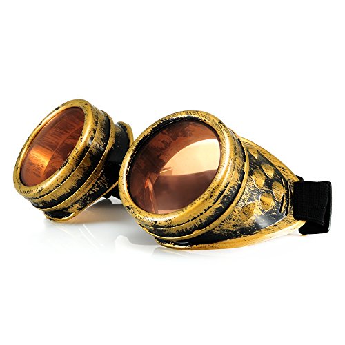 4sold Steampunk Antique Gold Copper Cyber Goggles Goth Vintage Sunglasses plus extra clear lenses steampunk buy now online