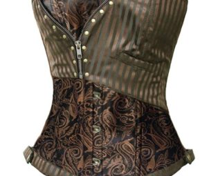 Lucea Women's Jacquard Stripe Boned Corset Bronze XXX-Large steampunk buy now online