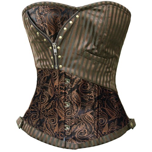 Lucea Women's Jacquard Stripe Boned Corset Bronze XXXXXX-Large steampunk buy now online