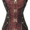 Ladies Sexy Dark Red Steampunk Gothic Punk Boned Corset with Chain Stud Detail (L) steampunk buy now online