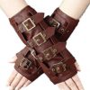 Restyle Pair of STEAMPUNK ARMWARMERS Brown Faux Leather steampunk buy now online