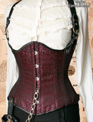 Sale! 22" Steampunk corset. "Privateer" Under bust Victorian corset with Shoulder braces by Harlotsandangels steampunk buy now online