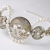 steampunk wedding headband OOAK - vintage watch parts ivory freshwater pearl side tiara silver steampunk buy now online