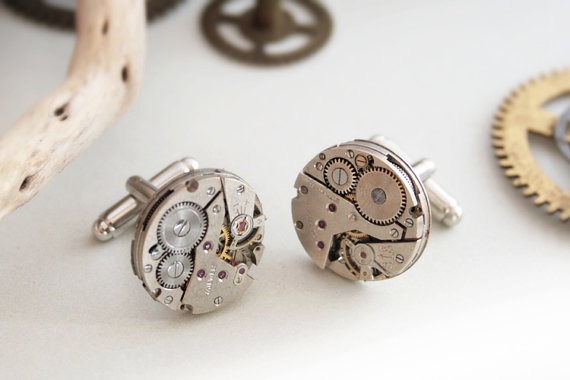 Geek cuff links Metal Anniversary Gift for Husband Clockwork Cufflinks Men accessories Boutons de manchette steampunk cuff-links, steampunk buy now online