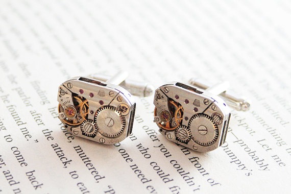 Steampunk cufflinks, Men jewellery, Found object design, Authentic watch movement Cuff Button, Clockwork Groom Cufflinks, Retro gift for men steampunk buy now online