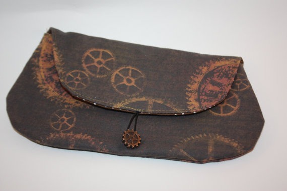 Steampunk Gears Envelope Clutch with Cog Button steampunk buy now online
