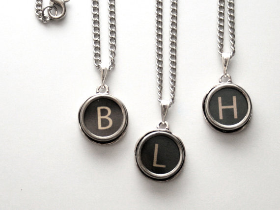 Personalized Bridesmaids Gifts Monogram Necklaces Set of 3 Custom Initial Typewriter Key Necklace Rustic Wedding Jewellery Necklace steampunk buy now online