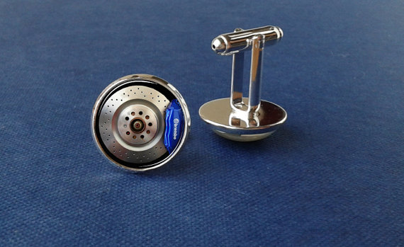Break disc brembo cufflinks, break discs cufflinks, blue break, automotive, car jewelry, men gift, photo cufflinks, minimalistic, modern steampunk buy now online