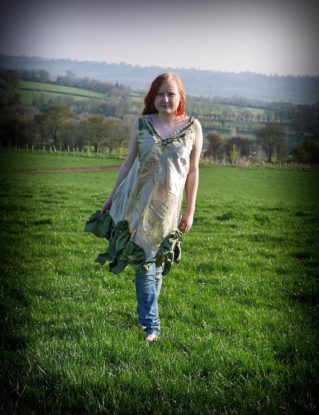 Dusky gold tunic. Silk, satin & chiffon mini-dress. Patchwork and frills bohemian festival clothing or evening wear. Posh fairy dress steampunk buy now online