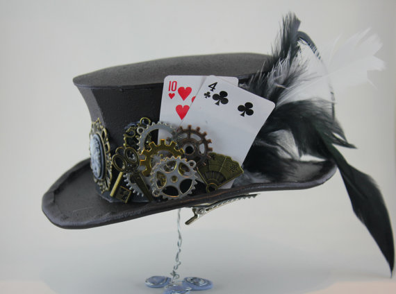 Steampunk Cogs/Gears/Playing Cards - Mini Top Hat steampunk buy now online
