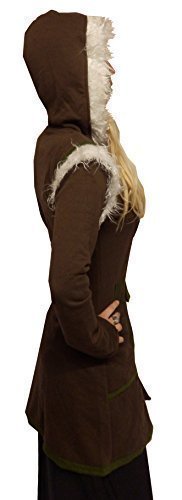 BROWN WOMENS HOODED LONG GILET BODYWARMER TOP S M 10 12 14 steampunk pixie psy steampunk buy now online