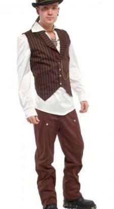 Brown - Steampunk Design High Waist Mens or Ladies Unisex Trousers. Size 36 steampunk buy now online