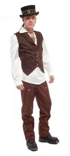 Brown - Steampunk Design High Waist Mens or Ladies Unisex Trousers. Size 36 steampunk buy now online