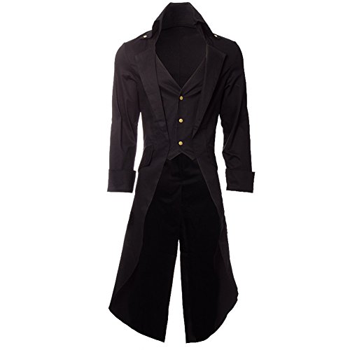 Steampunk Grim Long Coat (Black) - X-Large steampunk buy now online