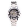 Mens Silver Skeleton Steampunk Analogue Hand Winding Mechanical Wristwatch Watch + Gift Box steampunk buy now online