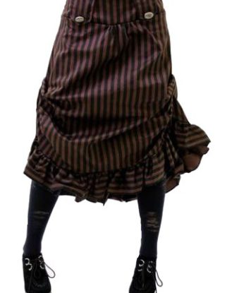 Steampunk Style Ruffle Hem Tucked Stripe Skirt. Size 16 steampunk buy now online