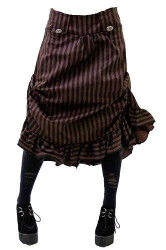 Steampunk Style Ruffle Hem Tucked Stripe Skirt. Size 16 steampunk buy now online
